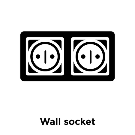 Wall socket icon vector isolated on white background, logo concept of Wall socket sign on transparent background, filled black symbolのイラスト素材