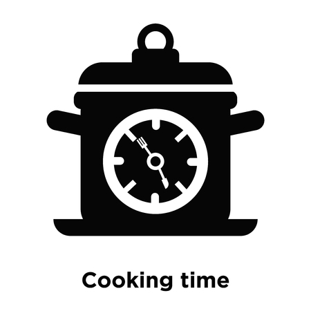 Cooking time icon vector isolated on white background, logo concept of Cooking time sign on transparent background, filled black symbolのイラスト素材