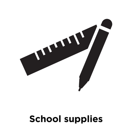 School supplies icon vector isolated on white background, logo concept of School supplies sign on transparent background, filled black symbolのイラスト素材