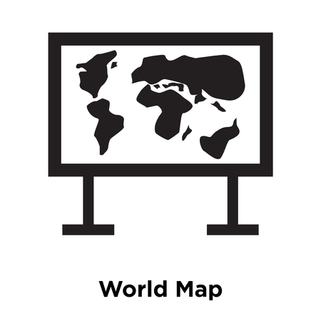 World Map icon vector isolated on white background, logo concept of World Map sign on transparent background, filled black symbolのイラスト素材