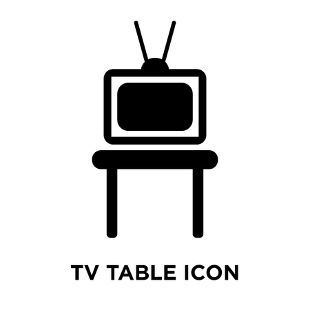 Tv table icon vector isolated on white background, logo concept of Tv table sign on transparent background, filled black symbolのイラスト素材
