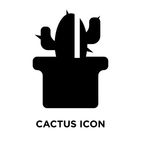 Cactus icon vector isolated on white background, logo concept of Cactus sign on transparent background, filled black symbolのイラスト素材