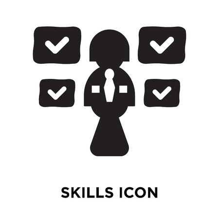 Skills icon vector isolated on white background, logo concept of Skills sign on transparent background, filled black symbolのイラスト素材
