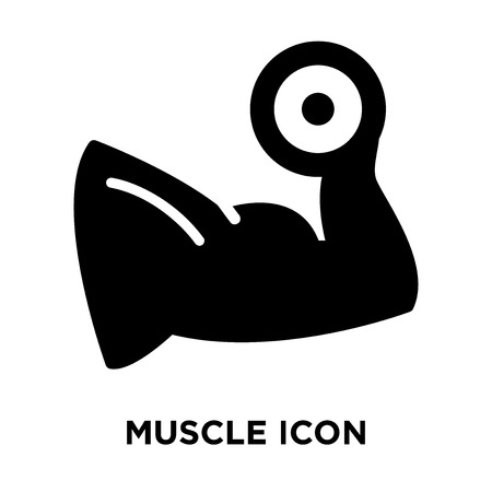 Muscle icon vector isolated on white background, logo concept of Muscle sign on transparent background, filled black symbolのイラスト素材