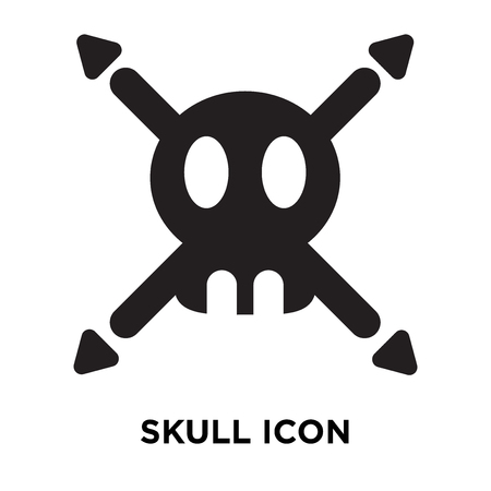 Skull icon vector isolated on white background, logo concept of Skull sign on transparent background, filled black symbolのイラスト素材