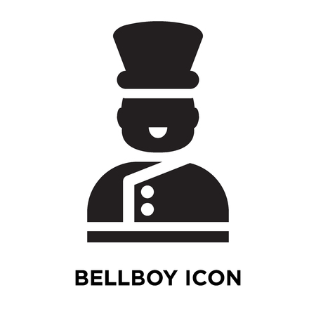 Bellboy icon vector isolated on white background, logo concept of Bellboy sign on transparent background, filled black symbolのイラスト素材