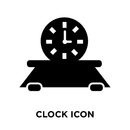 Clock icon vector isolated on white background, logo concept of Clock sign on transparent background, filled black symbolのイラスト素材