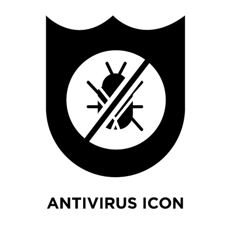Antivirus icon vector isolated on white background, logo concept of Antivirus sign on transparent background, filled black symbolのイラスト素材