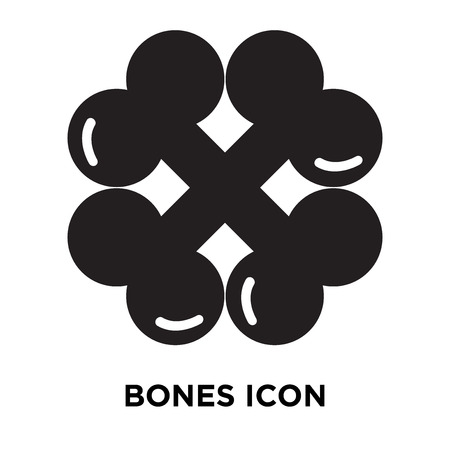 Bones icon vector isolated on white background, logo concept of Bones sign on transparent background, filled black symbolのイラスト素材