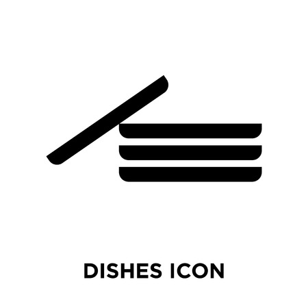 Dishes icon vector isolated on white background, logo concept of Dishes sign on transparent background, filled black symbolのイラスト素材
