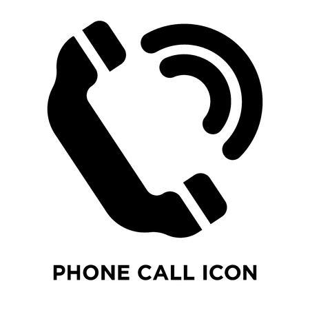 Phone call icon vector isolated on white background, logo concept of Phone call sign on transparent background, filled black symbolのイラスト素材