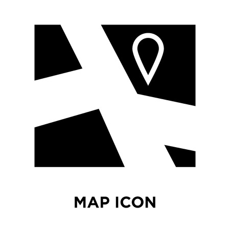 Map icon vector isolated on white background, logo concept of Map sign on transparent background, filled black symbolのイラスト素材