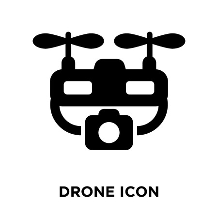 Drone icon vector isolated on white background, logo concept of Drone sign on transparent background, filled black symbolのイラスト素材