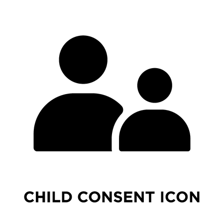 Child consent icon vector isolated on white background, logo concept of Child consent sign on transparent background, filled black symbolのイラスト素材