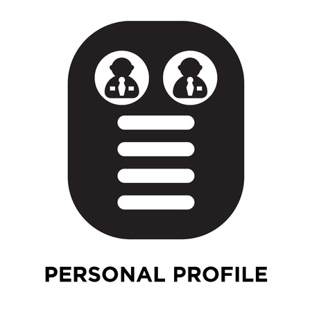Personal profile icon vector isolated on white background, logo concept of Personal profile sign on transparent background, filled black symbolのイラスト素材