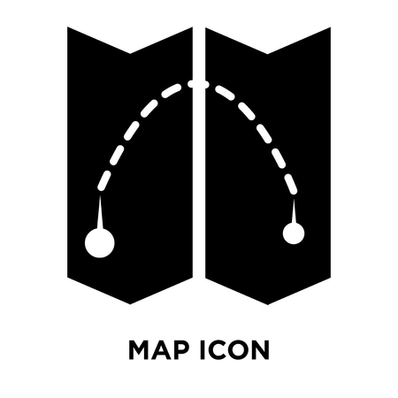 Map icon vector isolated on white background, logo concept of Map sign on transparent background, filled black symbolのイラスト素材