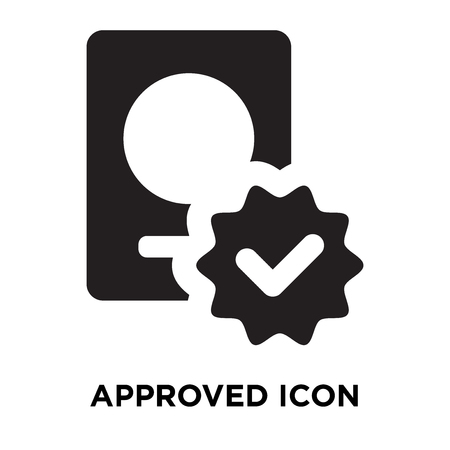 Approved icon vector isolated on white background, logo concept of Approved sign on transparent background, filled black symbolのイラスト素材