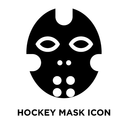 Hockey mask icon vector isolated on white background, logo concept of Hockey mask sign on transparent background, filled black symbolのイラスト素材
