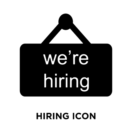 Hiring icon vector isolated on white background, logo concept of Hiring sign on transparent background, filled black symbolのイラスト素材