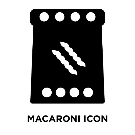 Macaroni icon vector isolated on white background, logo concept of Macaroni sign on transparent background, filled black symbolのイラスト素材