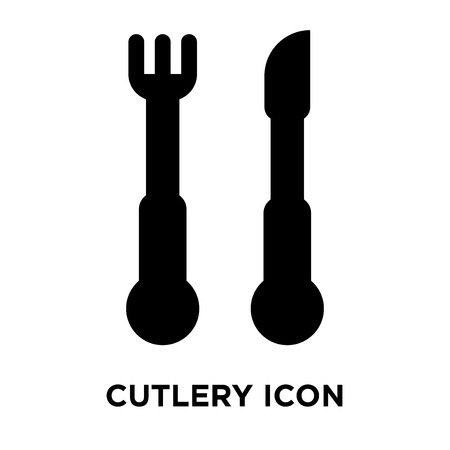 Cutlery icon vector isolated on white background, logo concept of Cutlery sign on transparent background, filled black symbolのイラスト素材