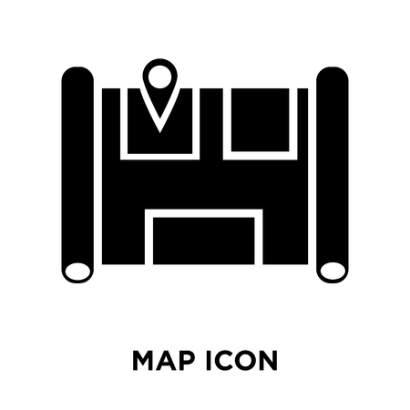 Map icon vector isolated on white background, logo concept of Map sign on transparent background, filled black symbolのイラスト素材