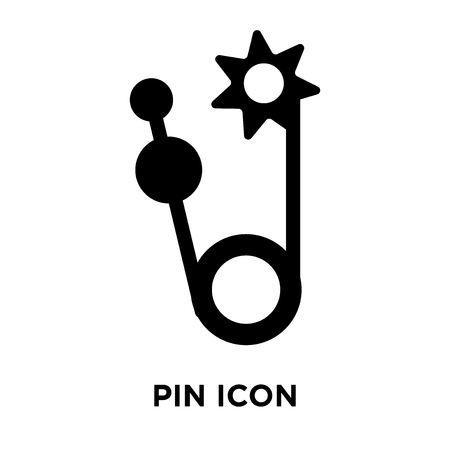 Pin icon vector isolated on white background, logo concept of Pin sign on transparent background, filled black symbolのイラスト素材