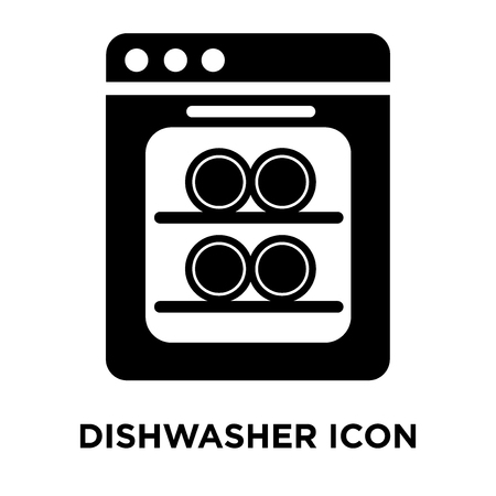 Dishwasher icon vector isolated on white background, logo concept of Dishwasher sign on transparent background, filled black symbolのイラスト素材