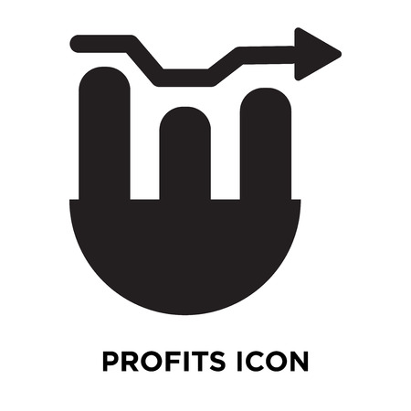 Profits icon vector isolated on white background, logo concept of Profits sign on transparent background, filled black symbolのイラスト素材