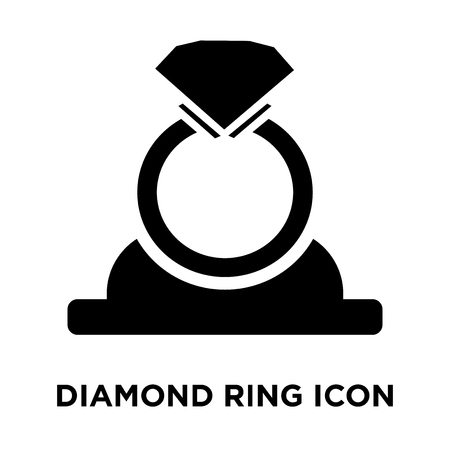 Diamond ring icon vector isolated on white background, logo concept of Diamond ring sign on transparent background, filled black symbolのイラスト素材