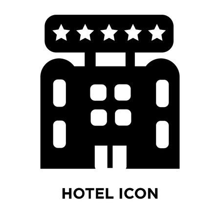 Hotel icon vector isolated on white background, logo concept of Hotel sign on transparent background, filled black symbolのイラスト素材