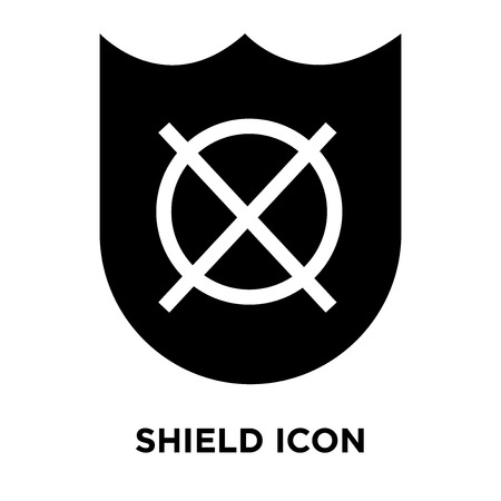 Shield icon vector isolated on white background, logo concept of Shield sign on transparent background, filled black symbolのイラスト素材