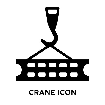 Crane icon vector isolated on white background, logo concept of Crane sign on transparent background, filled black symbolのイラスト素材