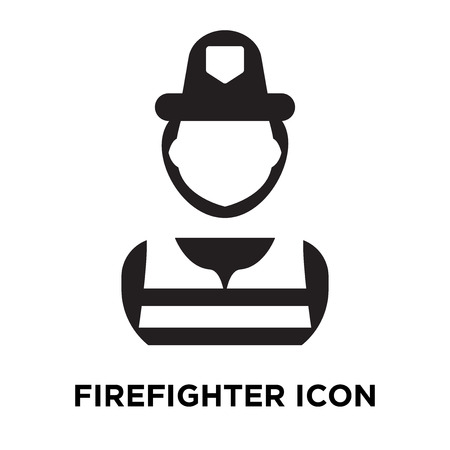 Firefighter icon vector isolated on white background, logo concept of Firefighter sign on transparent background, filled black symbolのイラスト素材