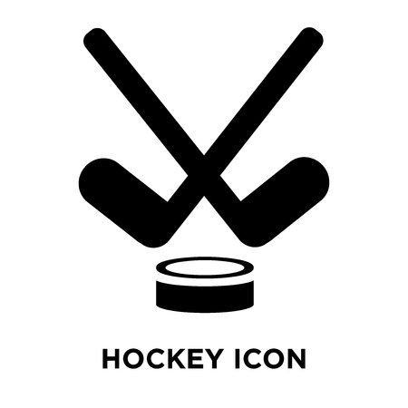 Hockey icon vector isolated on white background, logo concept of Hockey sign on transparent background, filled black symbolのイラスト素材