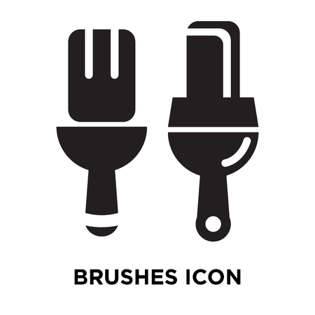 Brushes icon vector isolated on white background, logo concept of Brushes sign on transparent background, filled black symbolのイラスト素材