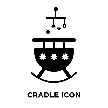 Cradle icon vector isolated on white background, logo concept of Cradle sign on transparent background, filled black symbolのイラスト素材