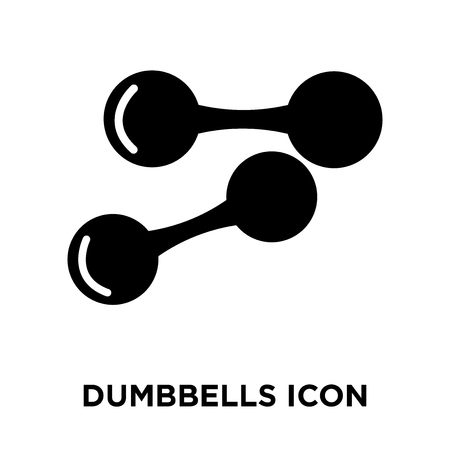 Dumbbells icon vector isolated on white background, logo concept of Dumbbells sign on transparent background, filled black symbolのイラスト素材