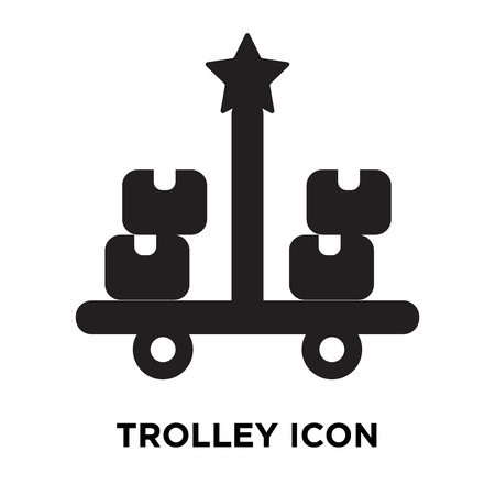 Trolley icon vector isolated on white background, logo concept of Trolley sign on transparent background, filled black symbolのイラスト素材