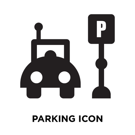 Parking icon vector isolated on white background, logo concept of Parking sign on transparent background, filled black symbolのイラスト素材