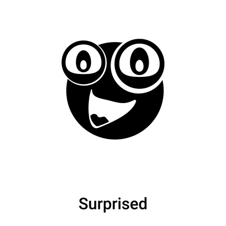 Surprised icon vector isolated on white background, black symbolのイラスト素材
