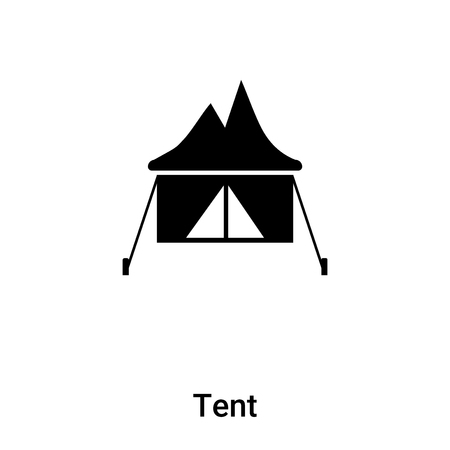 Tent icon vector isolated on white background, filled black symbolのイラスト素材