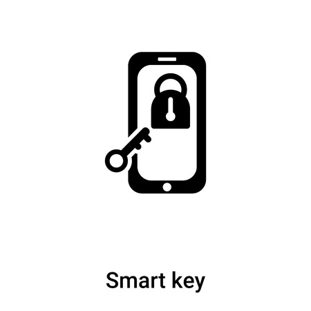Smart key icon vector isolated on white background, filled black symbolのイラスト素材