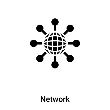Network icon vector isolated on white background,  filled black symbolのイラスト素材