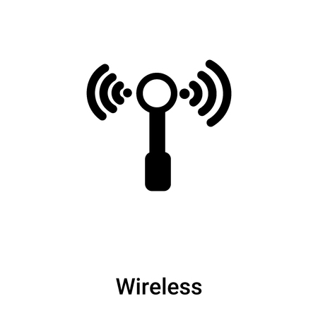 Wireless icon vector isolated on white background, filled black symbolのイラスト素材