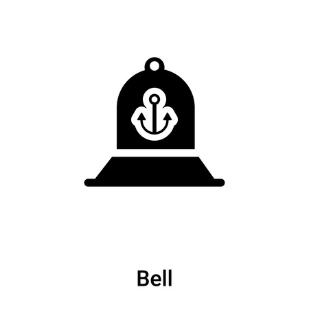 Bell icon vector isolated on white background, filled black symbolのイラスト素材