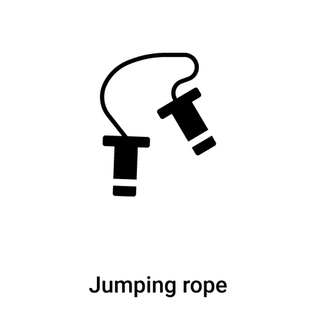 Jumping rope icon vector isolated on white background, filled black symbolのイラスト素材