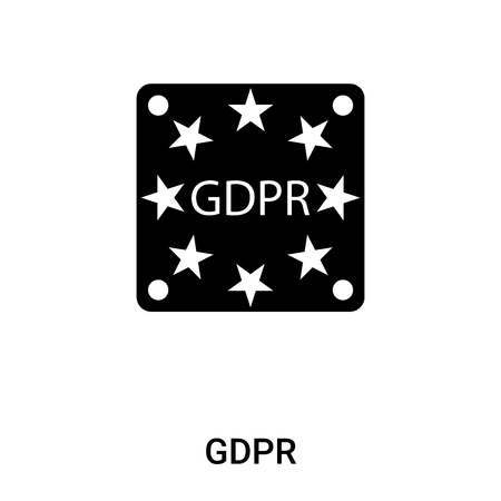 GDPR icon vector isolated on white background, logo concept of GDPR sign on transparent background, filled black symbolのイラスト素材