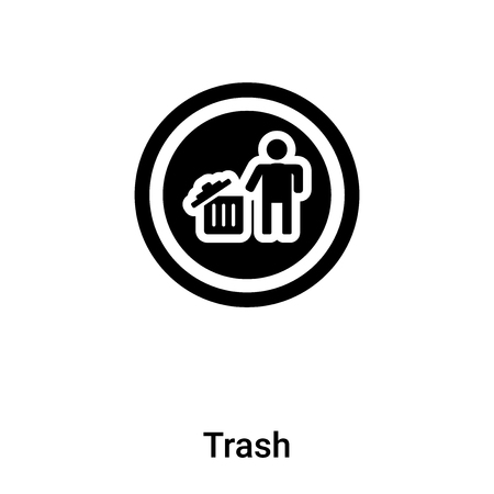 Trash icon isolated on white background, concept of Trash sign on transparent background, filled black symbolのイラスト素材