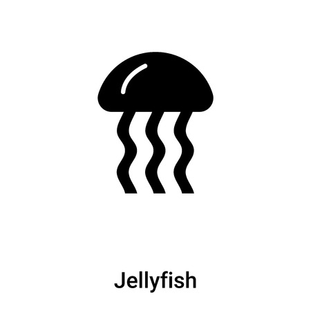 Jellyfish icon vector isolated on white background, concept of Jellyfish sign on transparent background, filled black symbolのイラスト素材